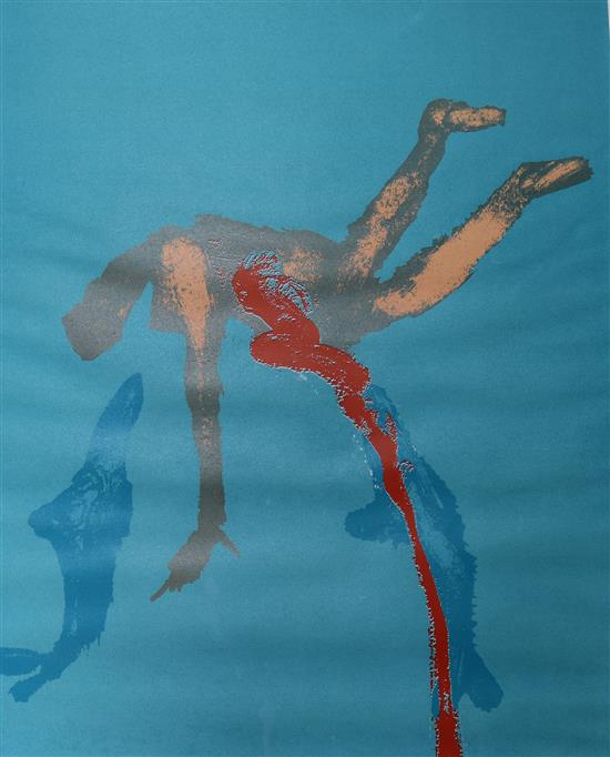 Sydney Nolan, screen print, Shark Attack, signed in pencil, 49/70, 75 x 57cm, unframed